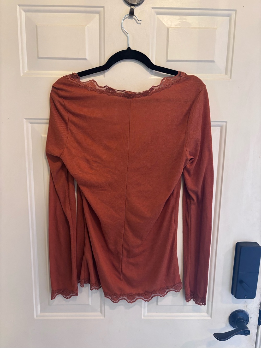 Free People Lace-Trim Long Sleeve Top - Rust - Picture 2 of 4
